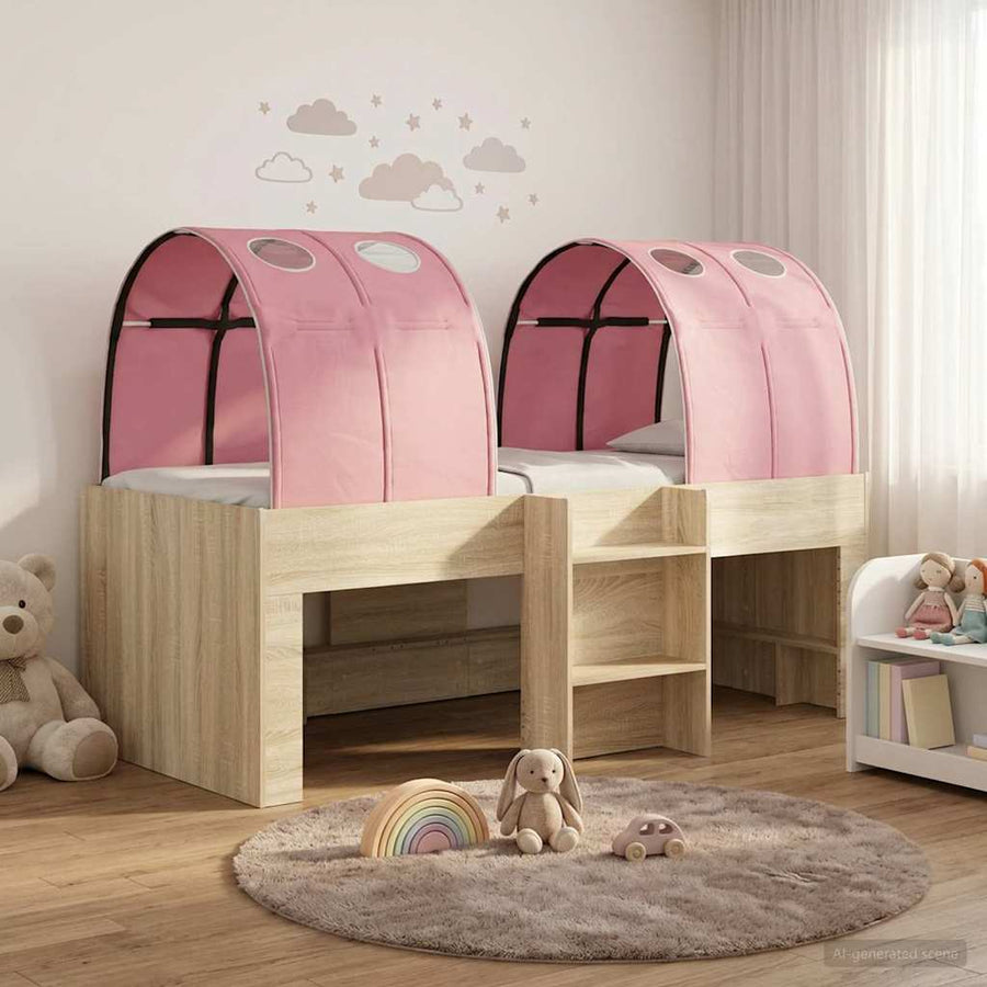 Bed met Tunnel 3 st Sonoma eiken en roze Bewerkt hout