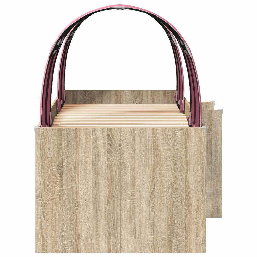 Bed met Tunnel 3 st Sonoma eiken en roze Bewerkt hout