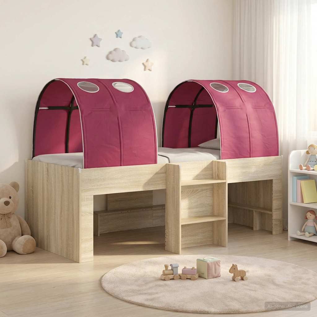 Bed met Tunnel 3 st Sonoma eiken en rood Bewerkt hout