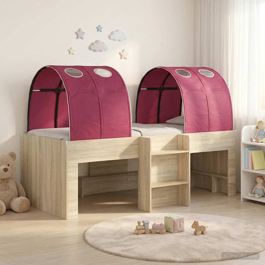 Bed met Tunnel 3 st Sonoma eiken en rood Bewerkt hout