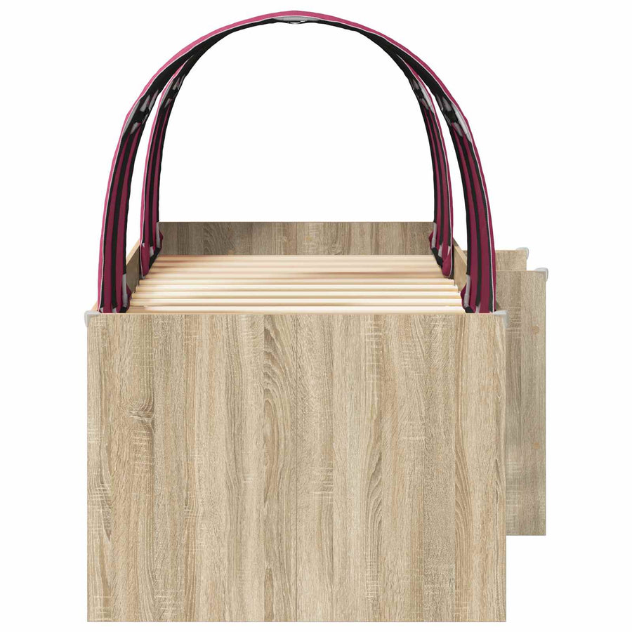 Bed met Tunnel 3 st Sonoma eiken en rood Bewerkt hout