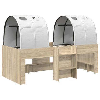Bed met Tunnel 3 st Sonoma eiken en wit Bewerkt hout