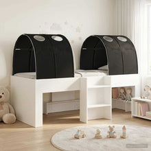 Hoge Bed Frame voor Kids met Tunnel Wit en zwart Bewerkt hout