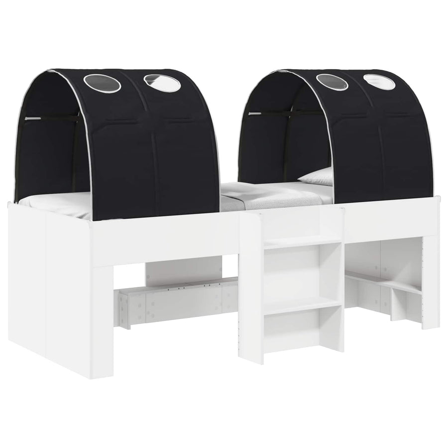 Hoge Bed Frame voor Kids met Tunnel Wit en zwart Bewerkt hout