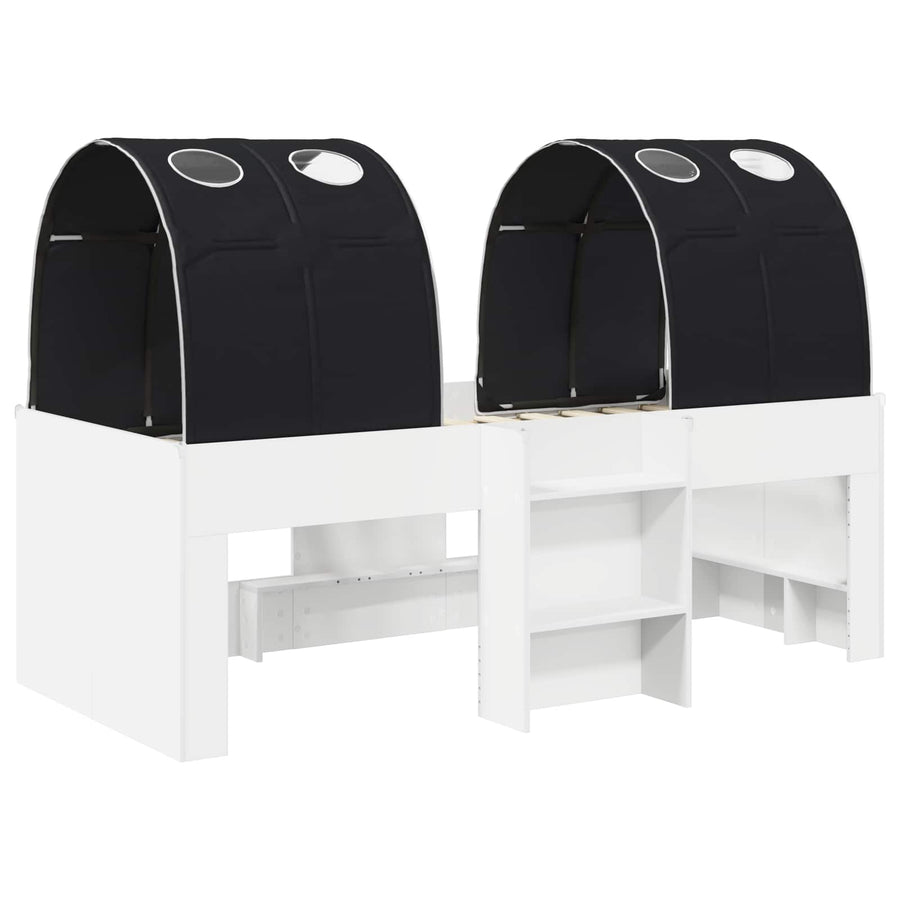 Hoge Bed Frame voor Kids met Tunnel Wit en zwart Bewerkt hout