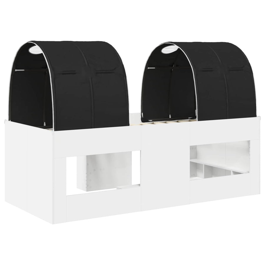 Hoge Bed Frame voor Kids met Tunnel Wit en zwart Bewerkt hout