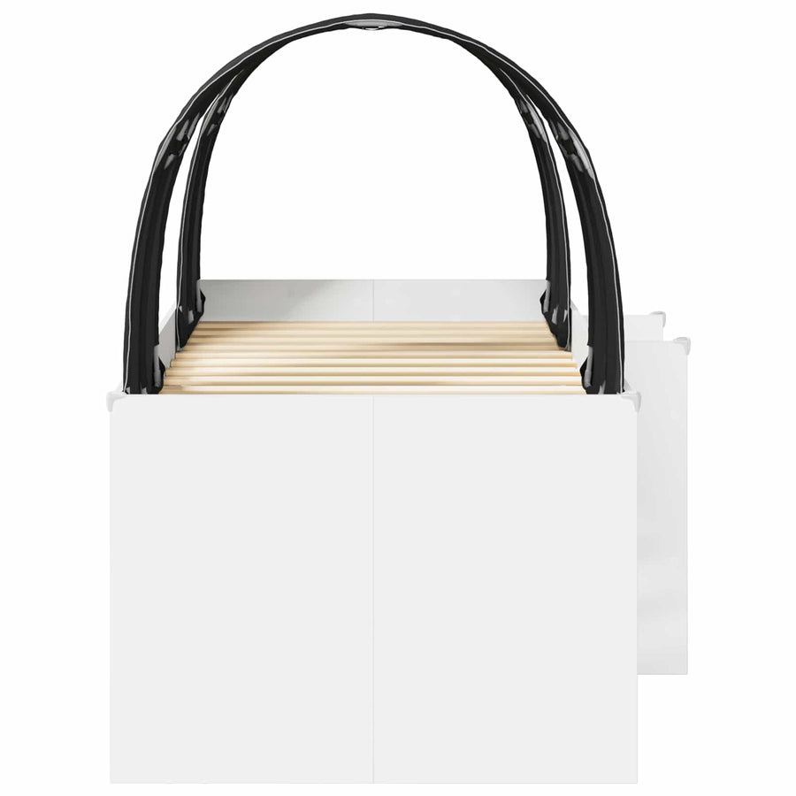 Hoge Bed Frame voor Kids met Tunnel Wit en zwart Bewerkt hout
