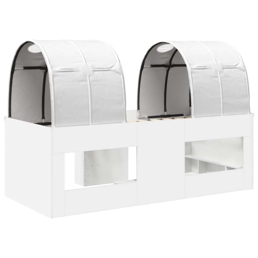 Hoge Bed Frame voor Kids met Tunnel Wit Bewerkt hout