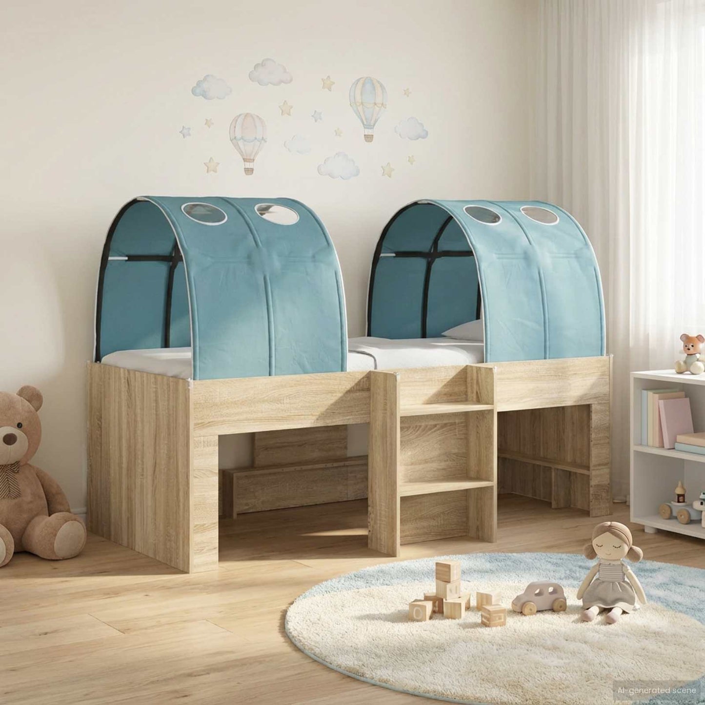 Hoge Bed Frame voor Kids met Tunnel 3 st Bewerkt hout