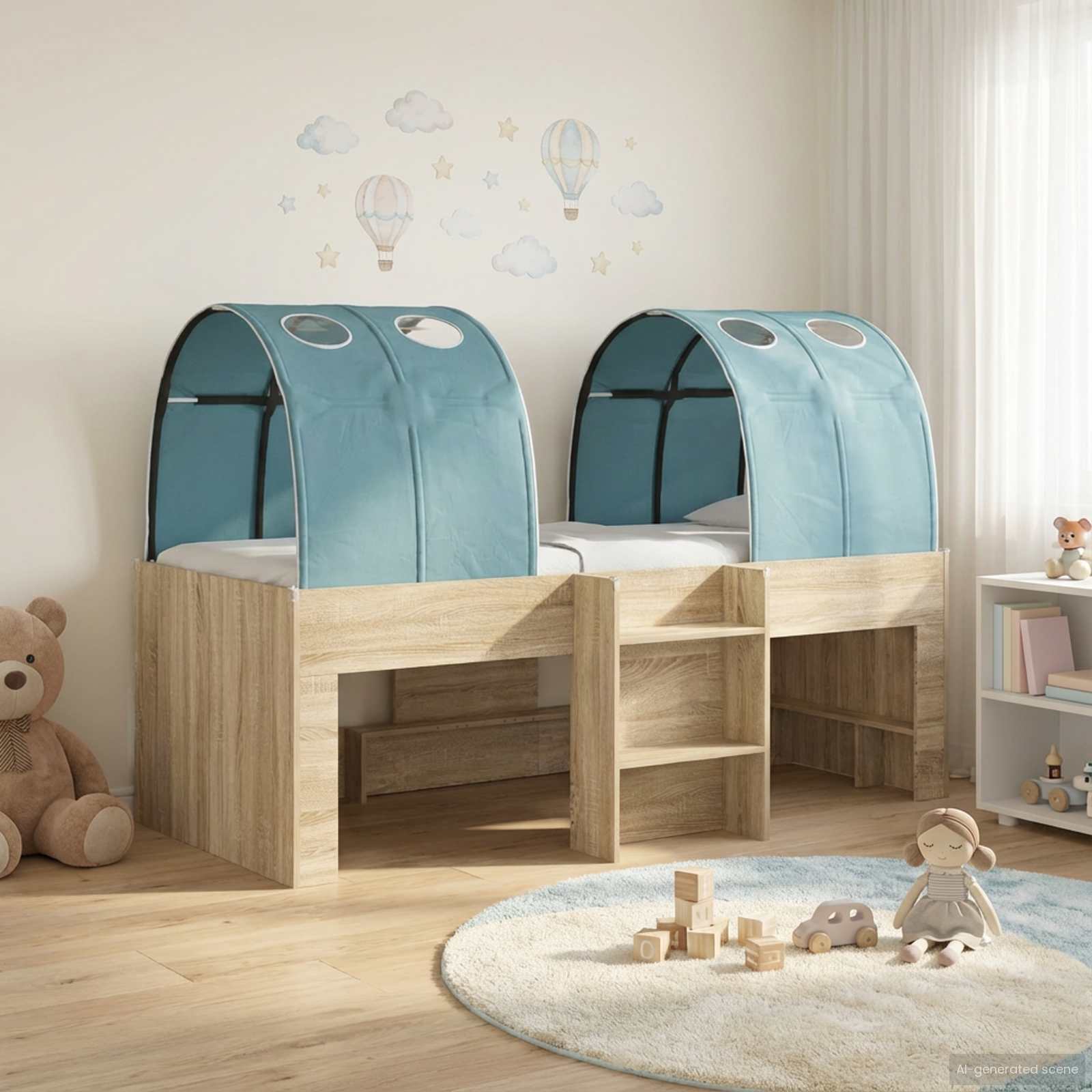 Hoge Bed Frame voor Kids met Tunnel 3 st Bewerkt hout