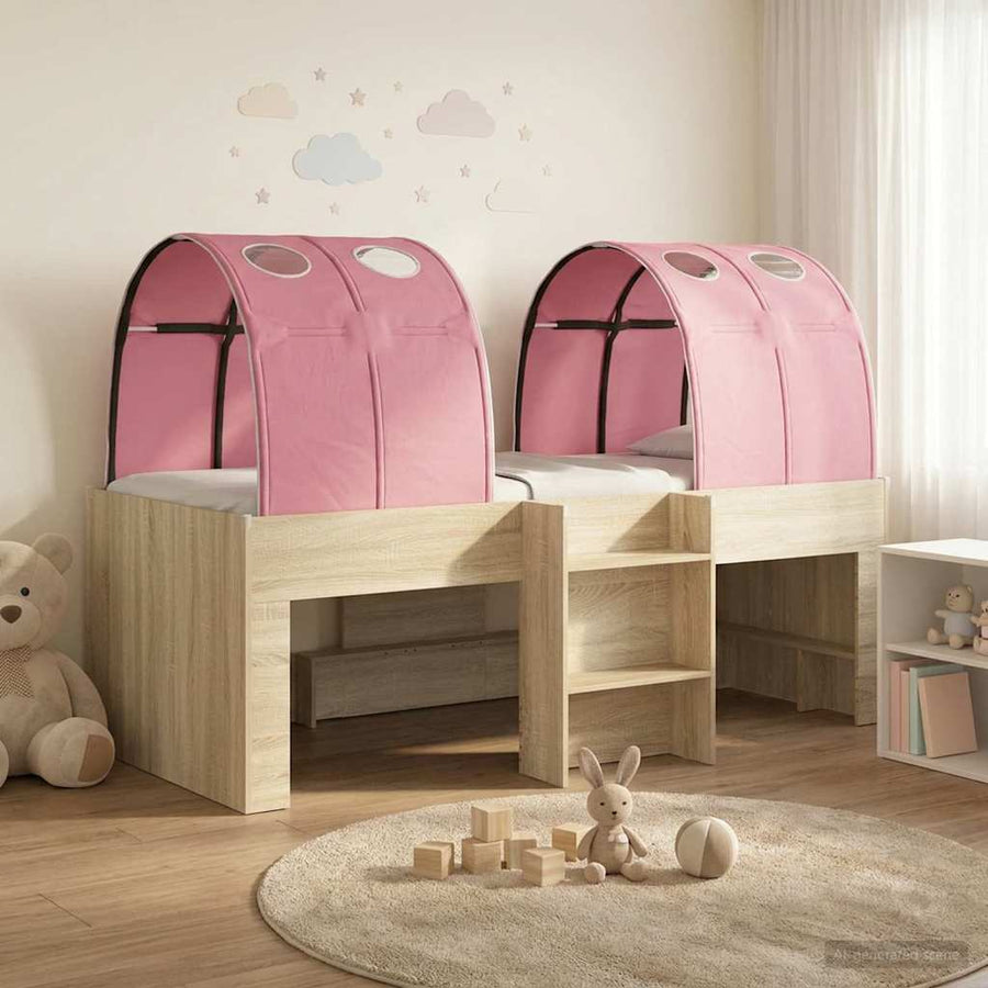 Hoge Bed Frame voor Kids met Tunnel Sonoma eiken en roze