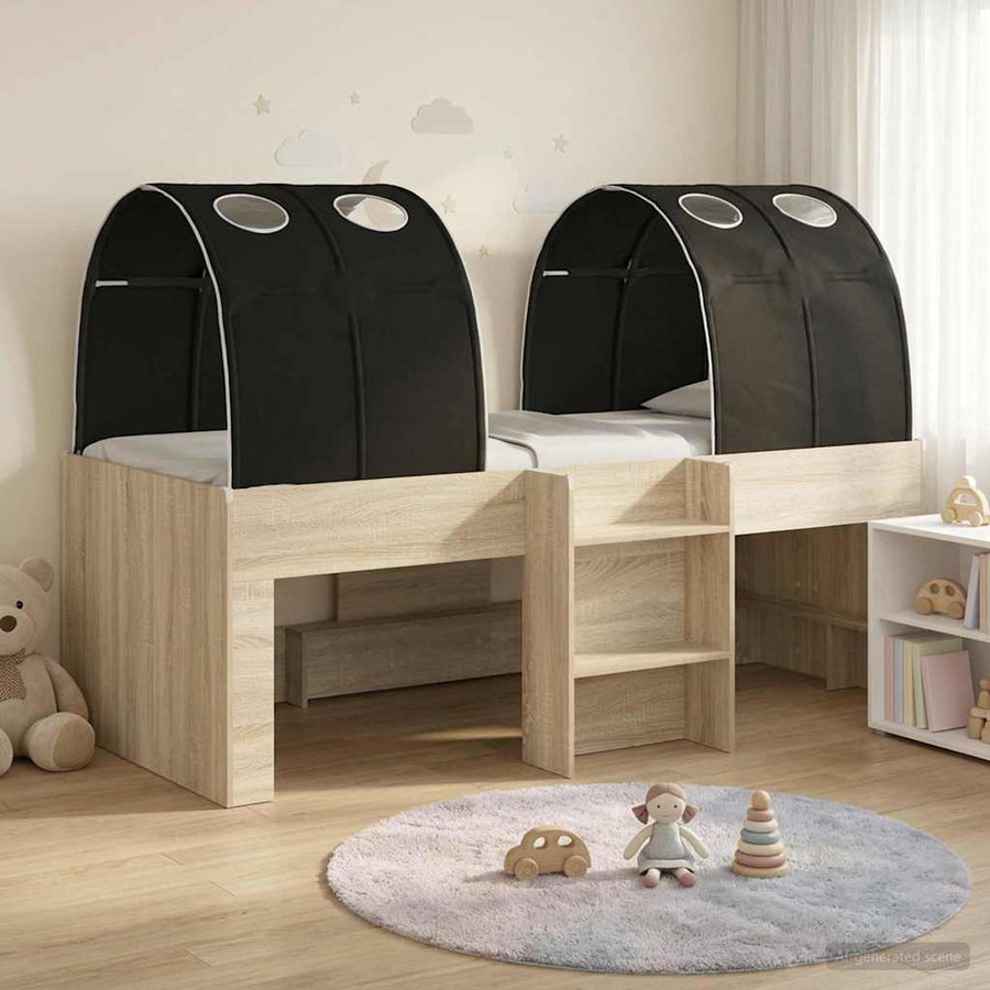 Hoge Bed Frame voor Kids met Tunnel 3 st Sonoma Eiken en Zwart