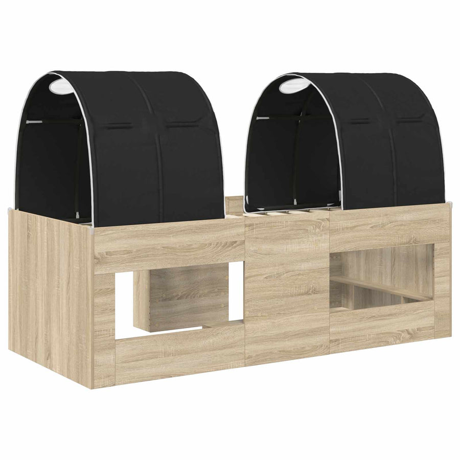 Hoge Bed Frame voor Kids met Tunnel 3 st Sonoma Eiken en Zwart