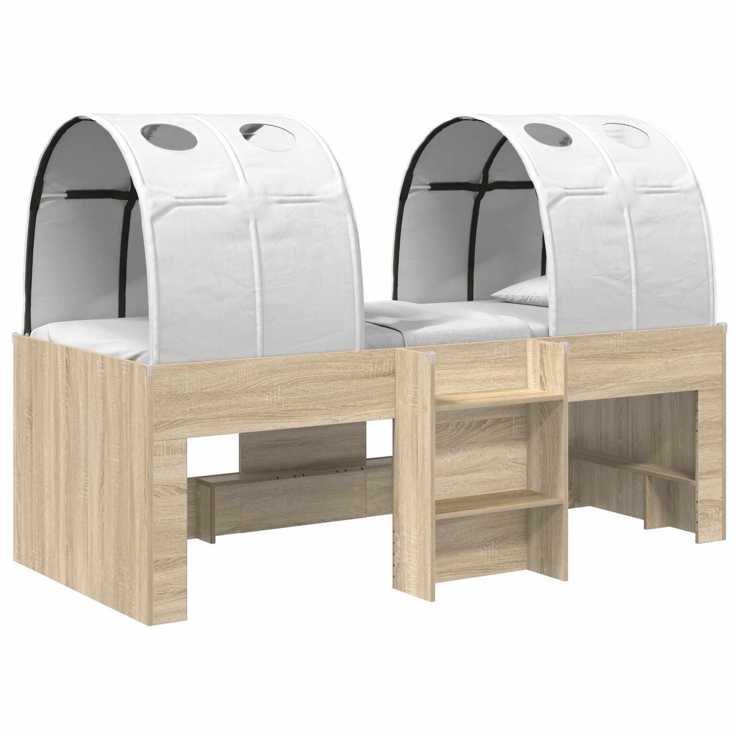 Hoge Bed Frame voor Kids met Tunnel 3 st Sonoma eiken en wit