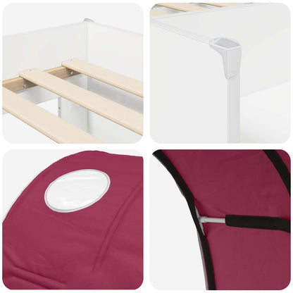 Bed met Tunnel 4 pcs Wit en Rood Bewerkt hout