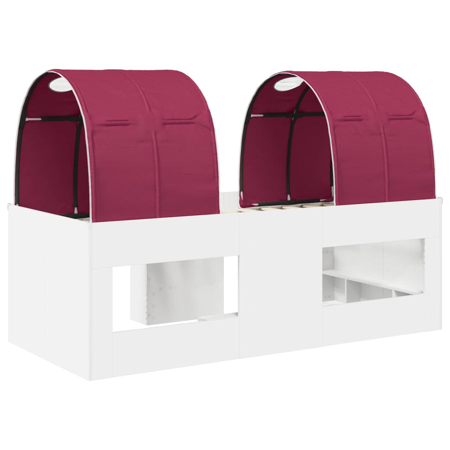 Bed met Tunnel 4 pcs Wit en Rood Bewerkt hout