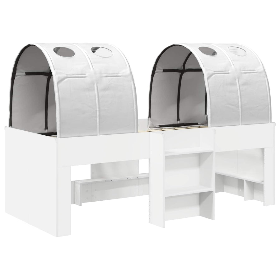 Bed met Tunnel 4 pcs Wit Bewerkt hout