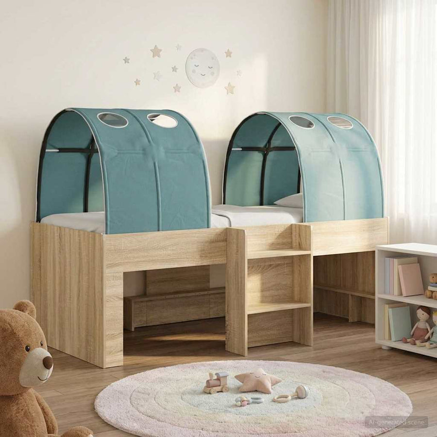 Bed met Tunnel 3 st Sonoma eiken en lichtblauw Bewerkt hout