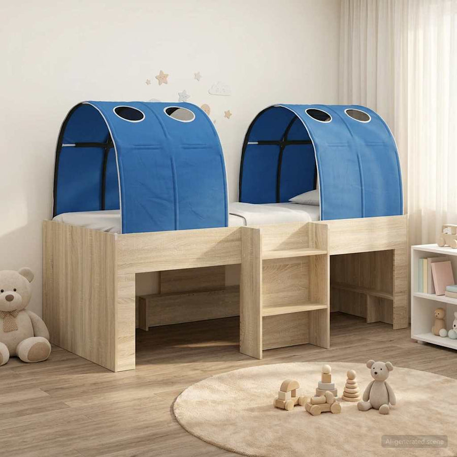 Bed met Tunnel 3 st Sonoma eiken en blauw Bewerkt hout
