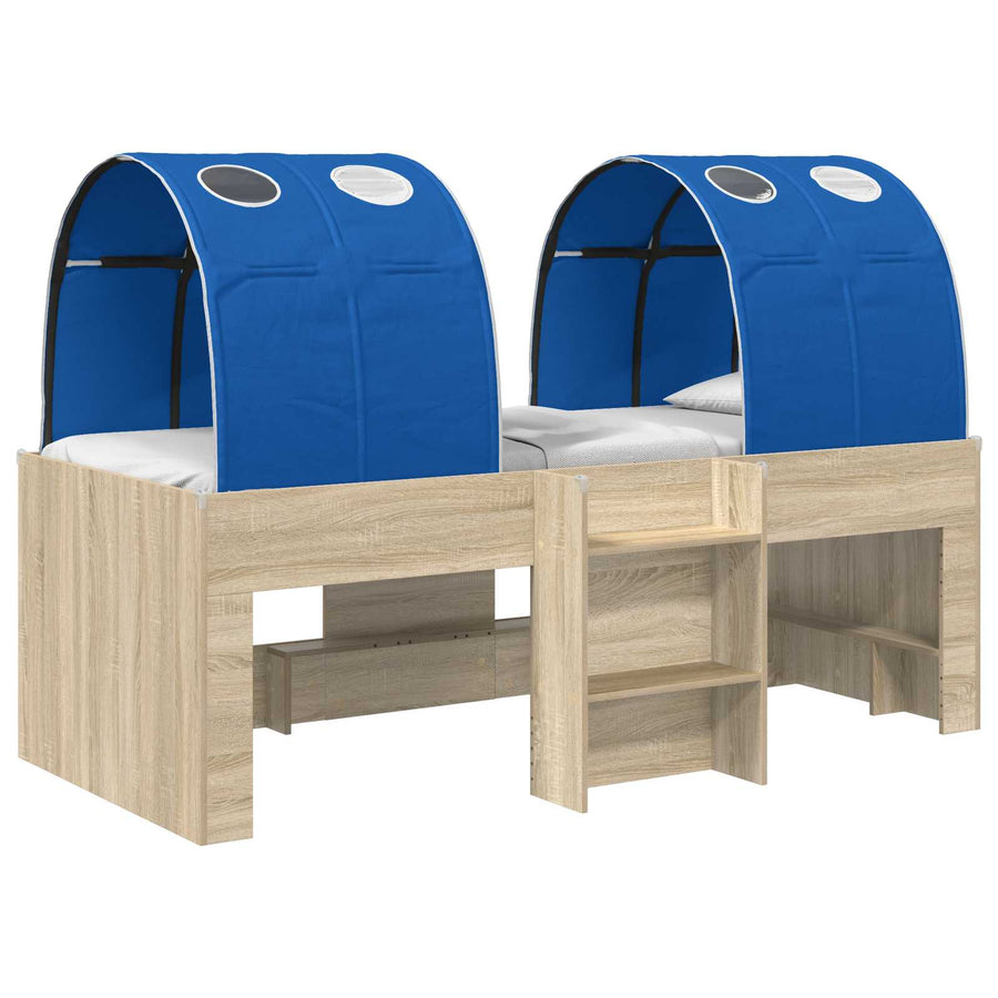 Bed met Tunnel 3 st Sonoma eiken en blauw Bewerkt hout