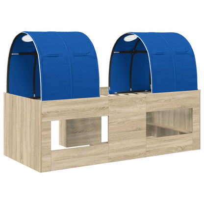 Bed met Tunnel 3 st Sonoma eiken en blauw Bewerkt hout