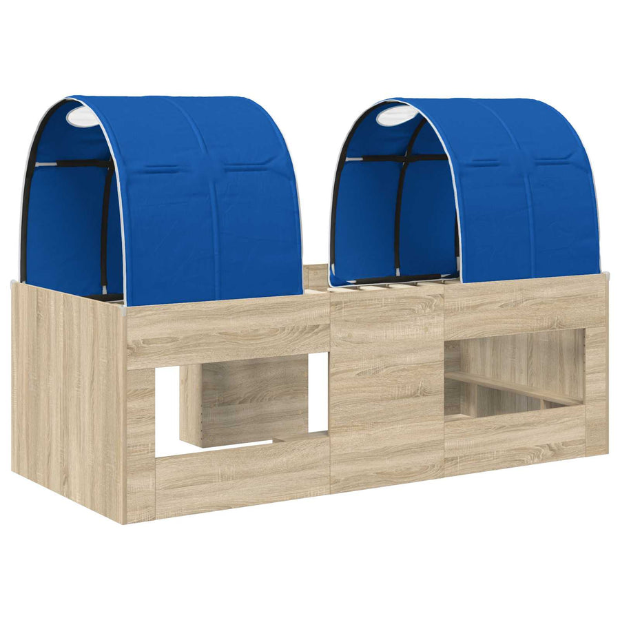 Bed met Tunnel 3 st Sonoma eiken en blauw Bewerkt hout