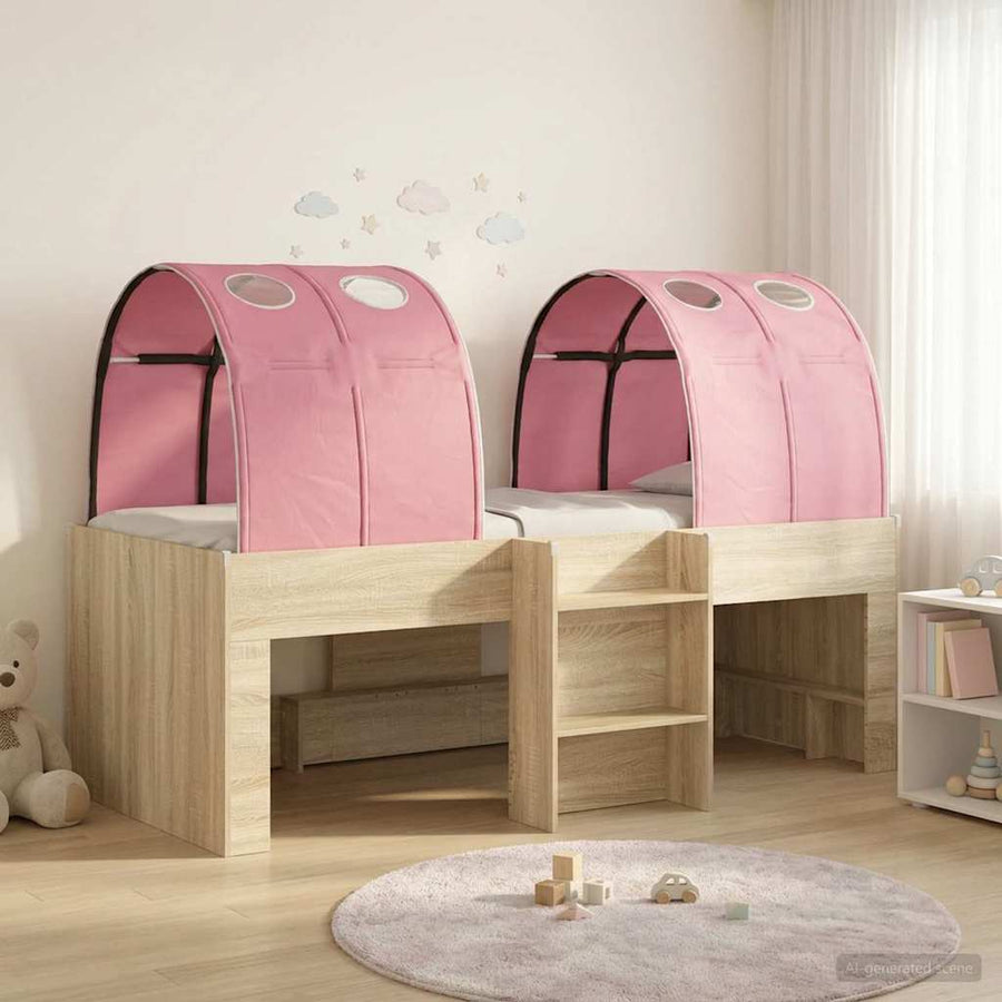 Bed met Tunnel 3 st Sonoma eiken en roze Bewerkt hout