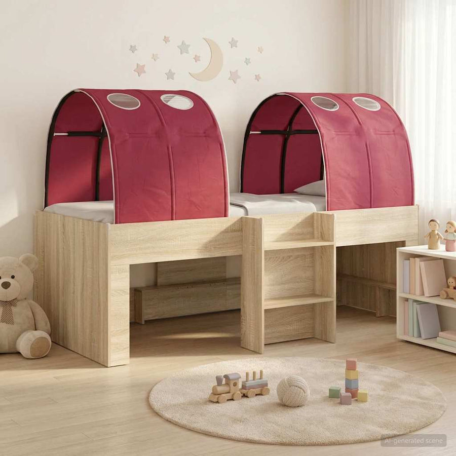 Bed met Tunnel 3 st Sonoma eiken en rood Bewerkt hout