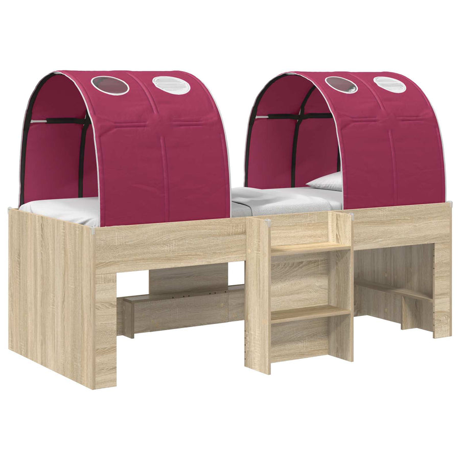 Bed met Tunnel 3 st Sonoma eiken en rood Bewerkt hout