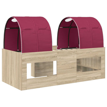 Bed met Tunnel 3 st Sonoma eiken en rood Bewerkt hout