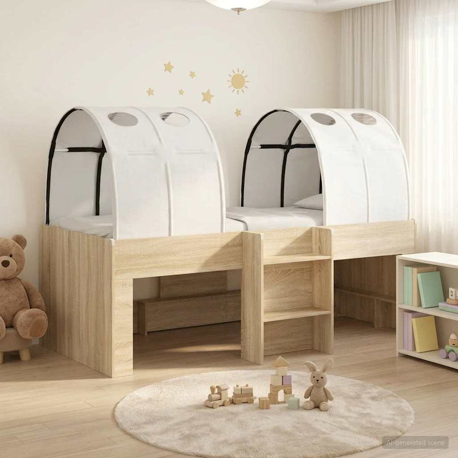 Bed met Tunnel 3 st Sonoma eiken en wit Bewerkt hout