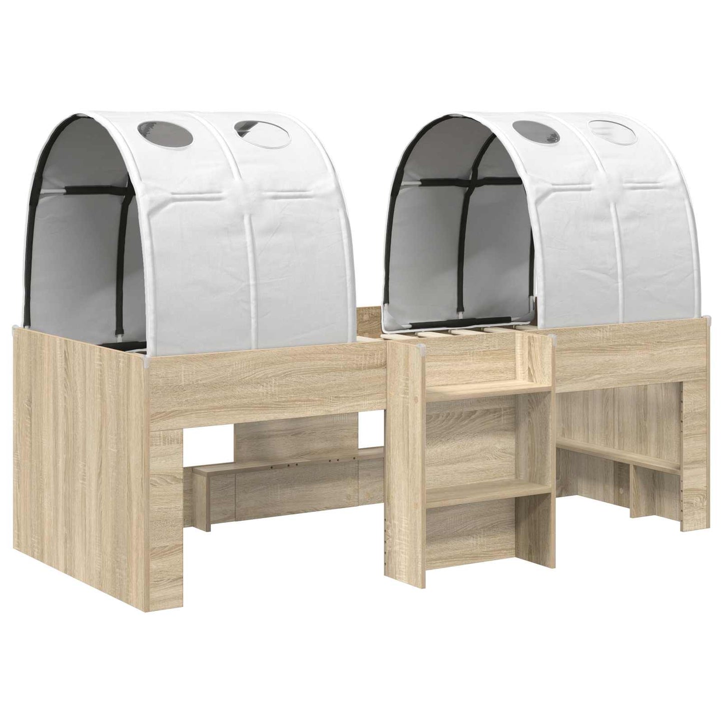 Bed met Tunnel 3 st Sonoma eiken en wit Bewerkt hout