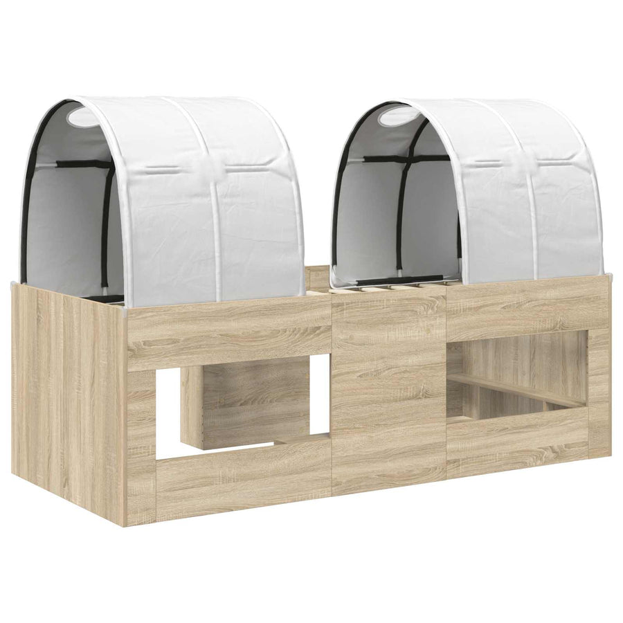 Bed met Tunnel 3 st Sonoma eiken en wit Bewerkt hout