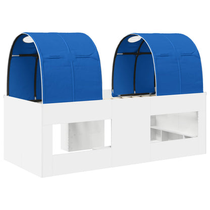 Bed met Tunnel 4 pcs Wit en Blauw Bewerkt hout