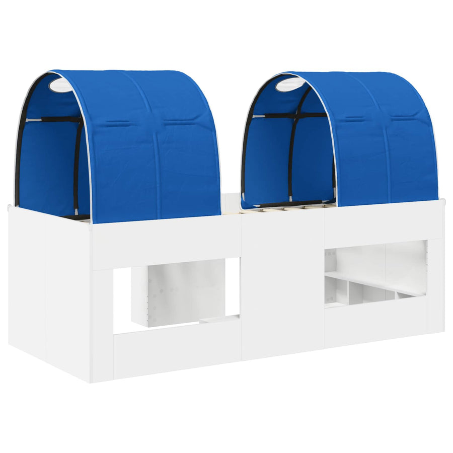 Bed met Tunnel 4 pcs Wit en Blauw Bewerkt hout