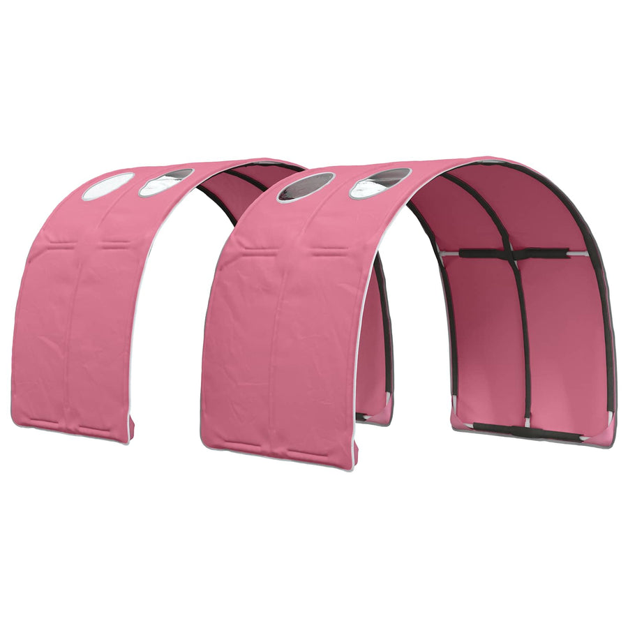 Bed met Tunnel 4 pcs Wit en Roze Bewerkt hout