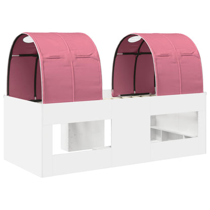 Bed met Tunnel 4 pcs Wit en Roze Bewerkt hout