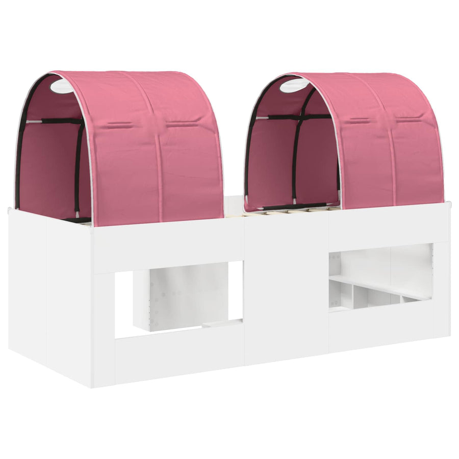 Bed met Tunnel 4 pcs Wit en Roze Bewerkt hout