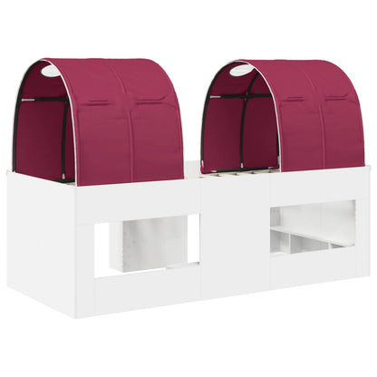 Bed met Tunnel 4 pcs Wit en Rood Bewerkt hout