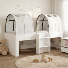 Bed met Tunnel 4 pcs Wit Bewerkt hout