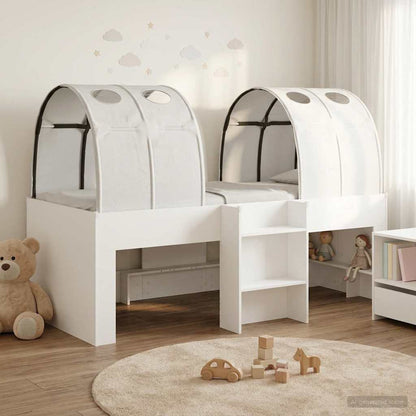 Bed met Tunnel 4 pcs Wit Bewerkt hout