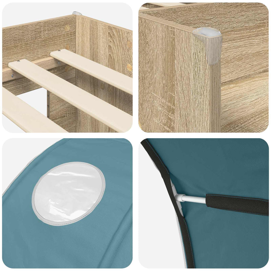 Bed met Tunnel 3 st Sonoma eiken en lichtblauw Bewerkt hout