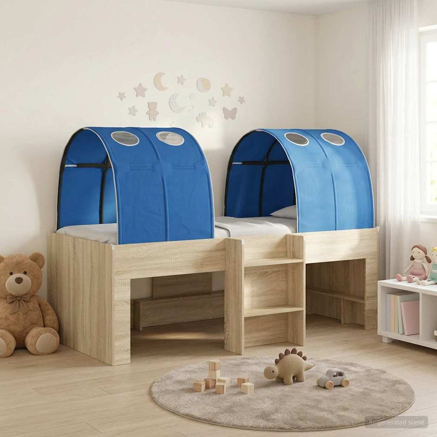 Bed met Tunnel 3 st Sonoma eiken en blauw Bewerkt hout