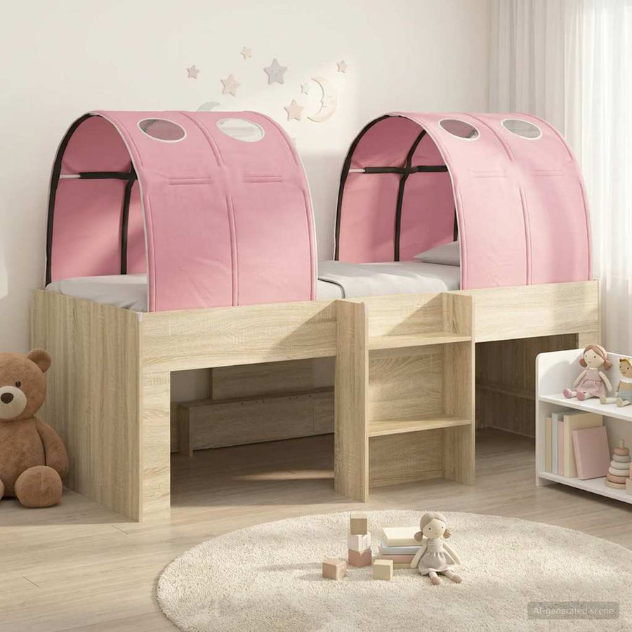 Bed met Tunnel 3 st Sonoma eiken en roze Bewerkt hout