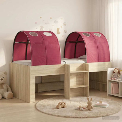 Bed met Tunnel 3 st Sonoma eiken en rood Bewerkt hout