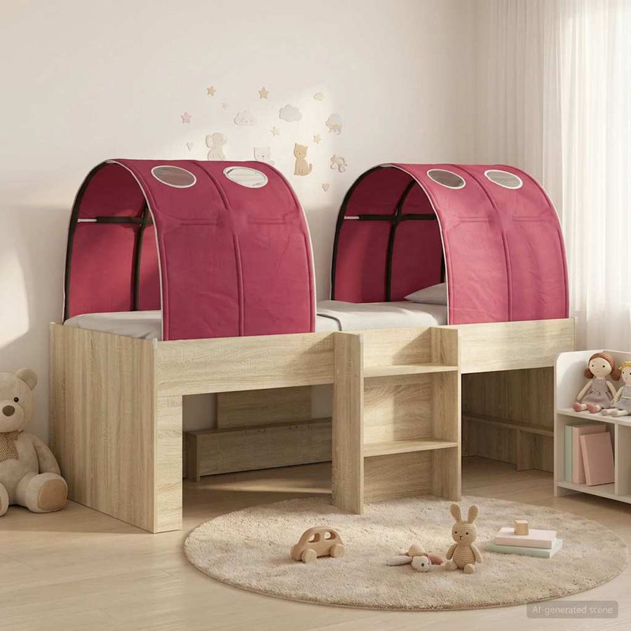 Bed met Tunnel 3 st Sonoma eiken en rood Bewerkt hout
