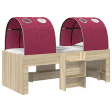 Bed met Tunnel 3 st Sonoma eiken en rood Bewerkt hout