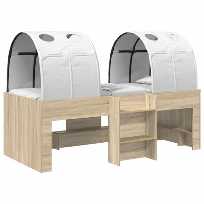 Bed met Tunnel 3 st Sonoma eiken en wit Bewerkt hout