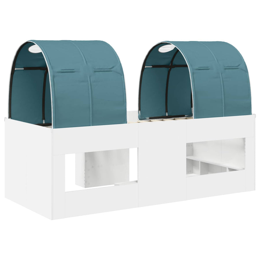 Bed met Tunnel 4 pcs Wit en Lichtblauw Bewerkt hout