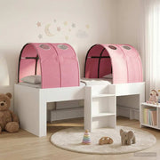 Bed with Tunnel 4 pcs White and Pink Engineered Wood
